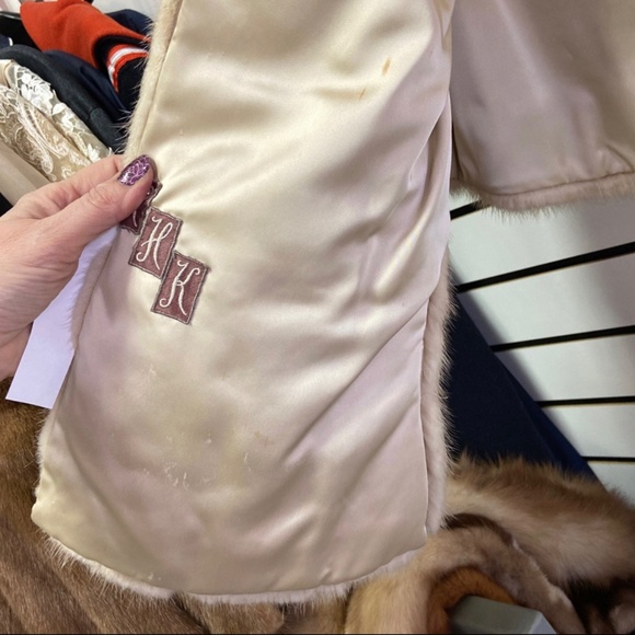 Vintage pearl | Champagne | mink Fur coat | shawl stole wrap jacket - Picture 6 of 7